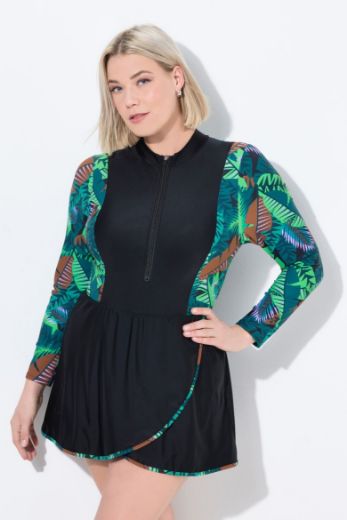 Plus size veliki brojevi Kupaći kostim haljina dugih rukava za punije