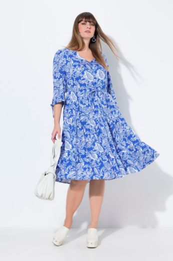 Plus size veliki brojevi Haljina midi 3/4 rukava za punije