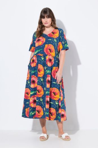 Plus size veliki brojevi Haljina maxi kratkih rukava V ovratnika za punije