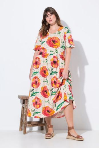 Plus size veliki brojevi Haljina maxi kratkih rukava V ovratnika za punije