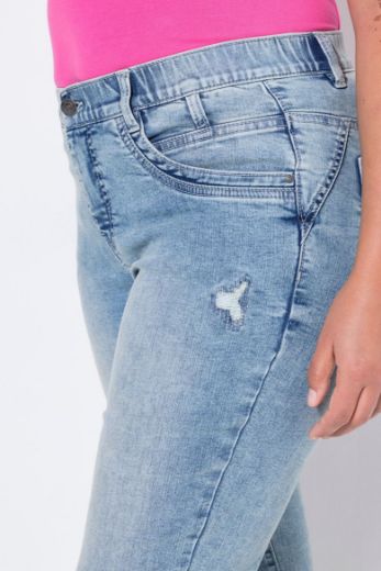 Plus size veliki brojevi Hlače  traperice 7/8 sa vezaneim detaljima za punije