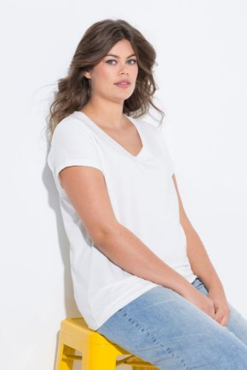 Plus size veliki brojevi Majica sa v izrezom i kratkih rukava za punije