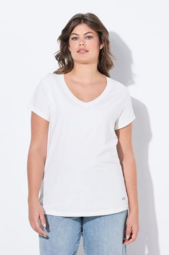 Plus size veliki brojevi Majica sa v izrezom i kratkih rukava za punije