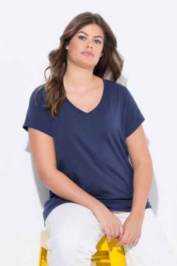 Plus size veliki brojevi Majica sa v izrezom i kratkih rukava za punije
