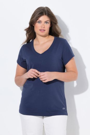 Plus size veliki brojevi Majica sa v izrezom i kratkih rukava za punije