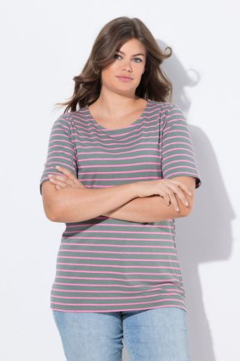 Plus size veliki brojevi Majica prugasta kratkih rukava za punije