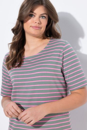 Plus size veliki brojevi Majica prugasta kratkih rukava za punije