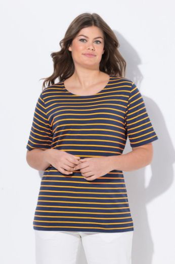 Plus size veliki brojevi Majica prugasta kratkih rukava za punije