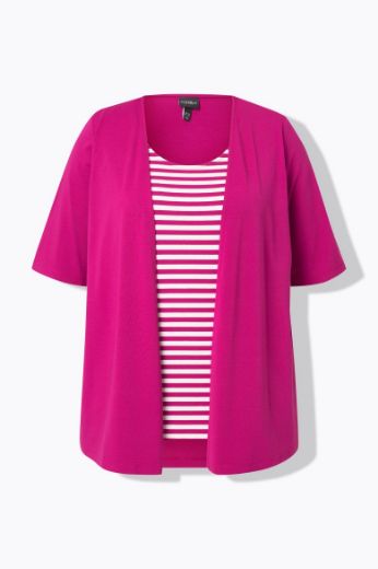 Plus size veliki brojevi Majica 2u1 na pruge za punije