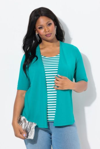Plus size veliki brojevi Majica 2u1 na pruge za punije