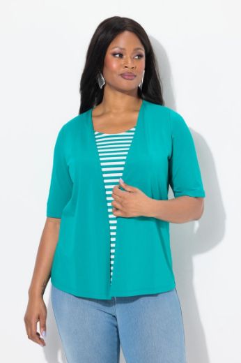 Plus size veliki brojevi Majica 2u1 na pruge za punije