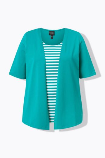 Plus size veliki brojevi Majica 2u1 na pruge za punije