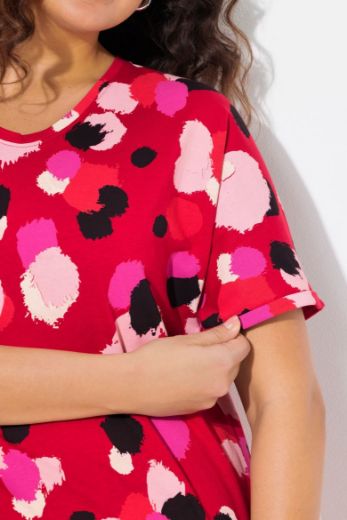 Plus size veliki brojevi Majica kratkih rukava s printom nepravilnih krugova za punije