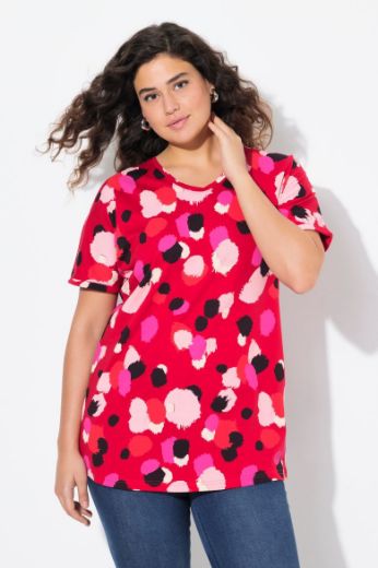 Plus size veliki brojevi Majica kratkih rukava s printom nepravilnih krugova za punije