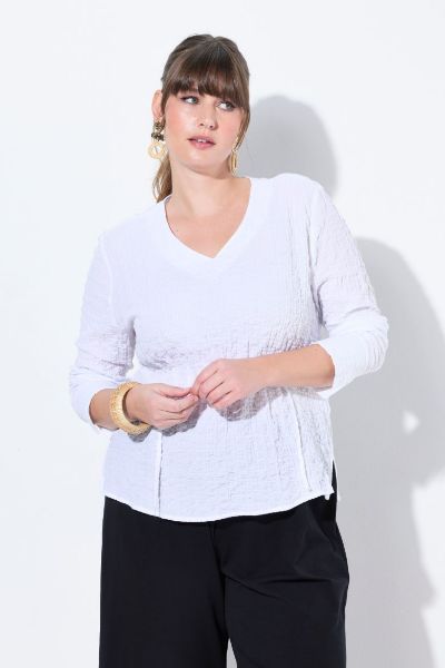 Veliki brojevi Bluza dugih rukava V ovratnika moda za punije
