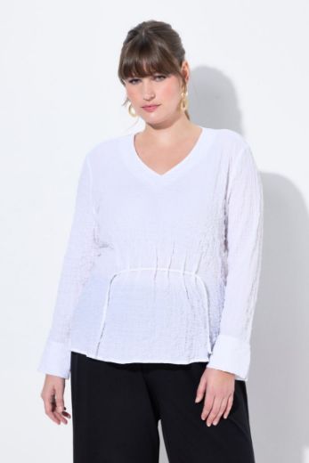 Plus size veliki brojevi Bluza dugih rukava V ovratnika za punije