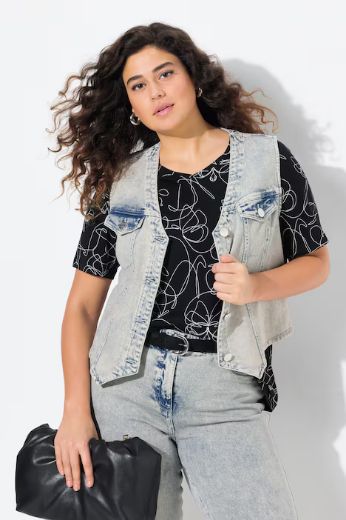 Plus size veliki brojevi Prsluk od trapera V ovratnika za punije