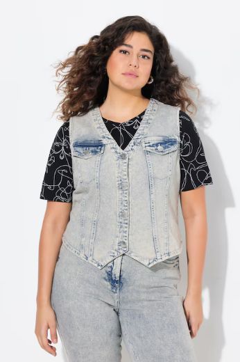 Plus size veliki brojevi Prsluk od trapera V ovratnika za punije