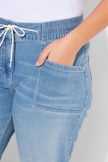 Plus size veliki brojevi Traperice elastičnog struka širokih nogavica za punije