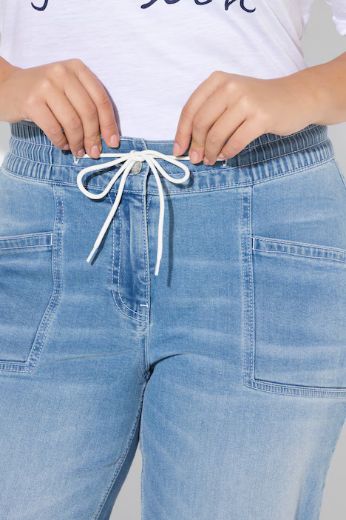 Plus size veliki brojevi Traperice elastičnog struka širokih nogavica za punije