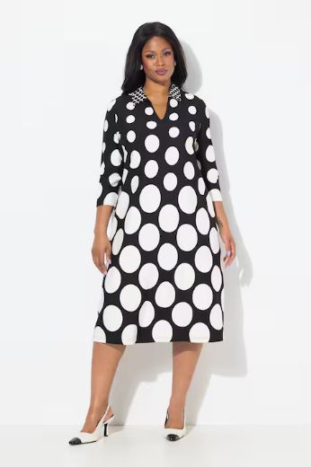 Plus size veliki brojevi Haljina midi 3/4 rukava za punije