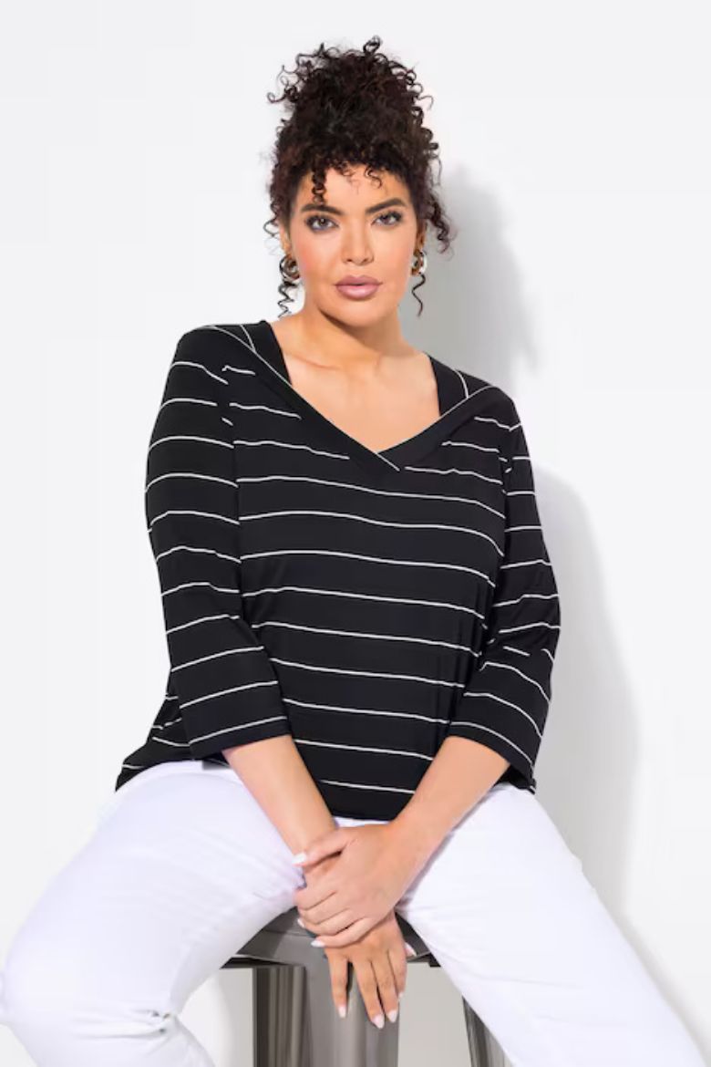 Plus size veliki brojevi Majica 3/4 rukava V ovratnika za punije