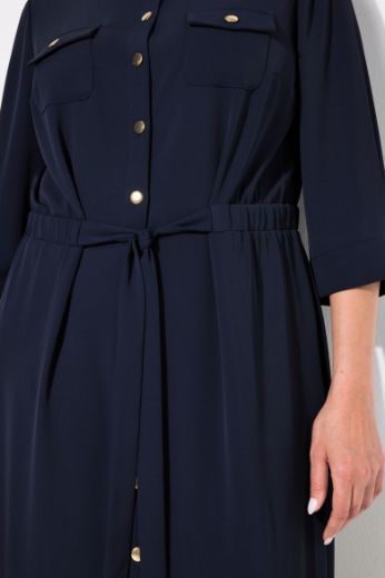 Plus size veliki brojevi Haljina 3/4 rukava na kopčanje za punije