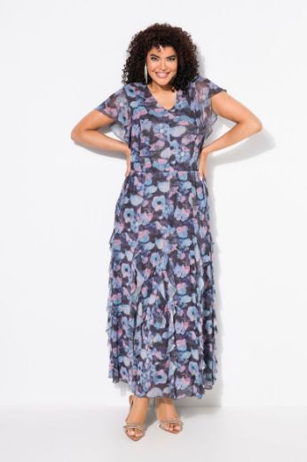 Plus size veliki brojevi Haljina maxi kratkih rukava V ovratnika za punije