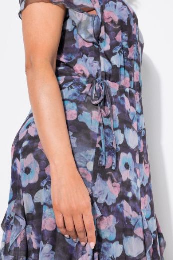 Plus size veliki brojevi Haljina maxi kratkih rukava V ovratnika za punije