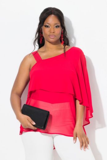 Plus size veliki brojevi Bluza na jedno rame A kroja za punije