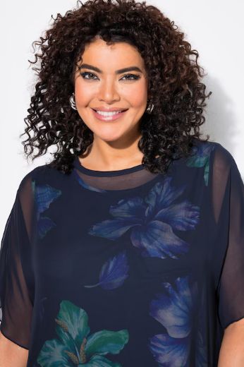 Plus size veliki brojevi Haljina ravnog kroja cvjetnog uzorka za punije