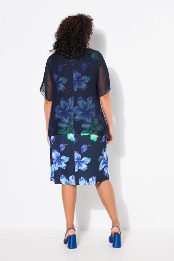 Plus size veliki brojevi Haljina ravnog kroja cvjetnog uzorka za punije