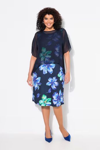 Plus size veliki brojevi Haljina ravnog kroja cvjetnog uzorka za punije