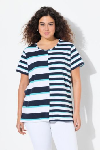 Plus size veliki brojevi Majica na pruge kratkih rukava za punije