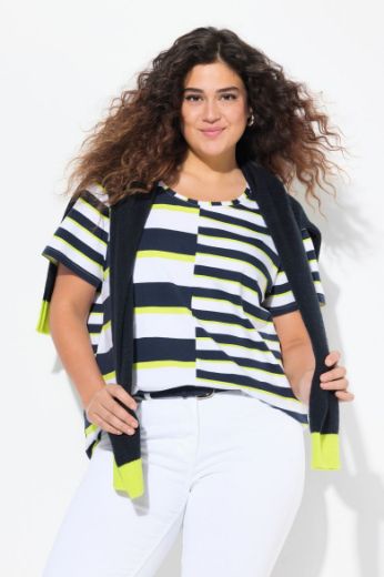 Plus size veliki brojevi Majica na pruge kratkih rukava za punije