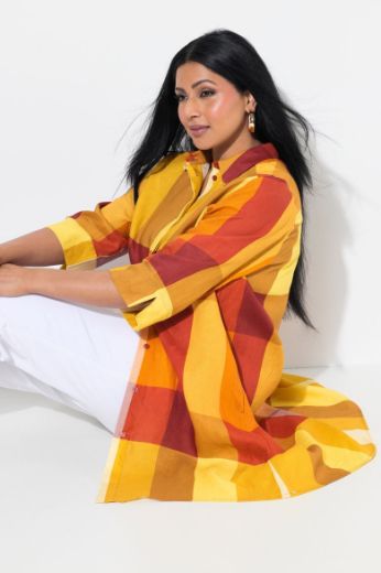Plus size veliki brojevi Haljina lanena karirana za punije