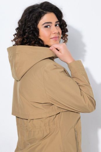 Plus size veliki brojevi Jakna dužeg A kroja s kapuljačom za punije