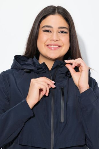 Plus size veliki brojevi Jakna dužeg A kroja s kapuljačom za punije
