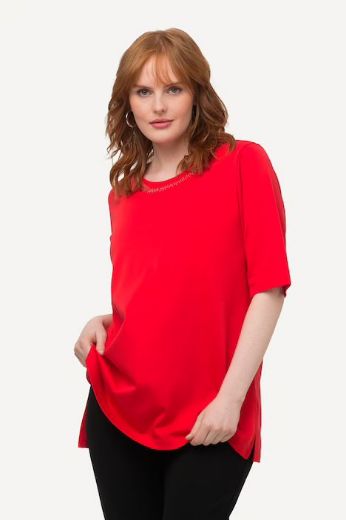Plus size veliki brojevi Majica s ukrasima na ovratniku za punije