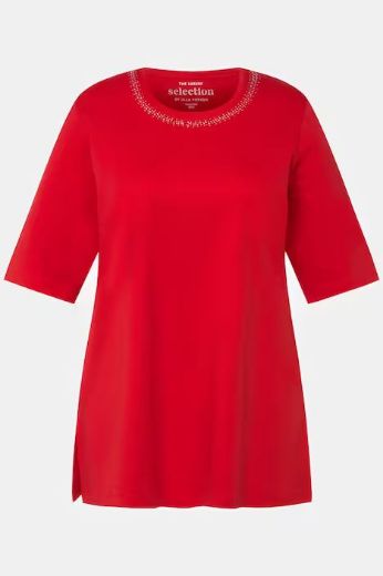 Plus size veliki brojevi Majica s ukrasima na ovratniku za punije