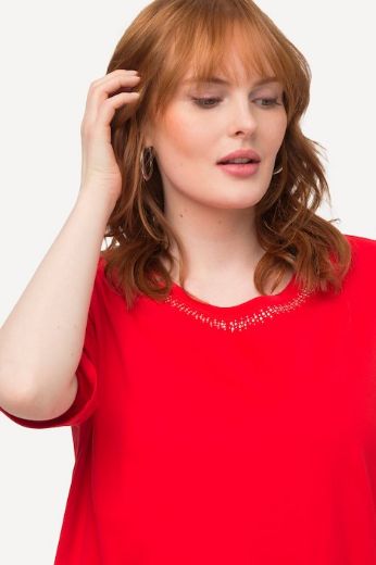 Plus size veliki brojevi Majica s ukrasima na ovratniku za punije