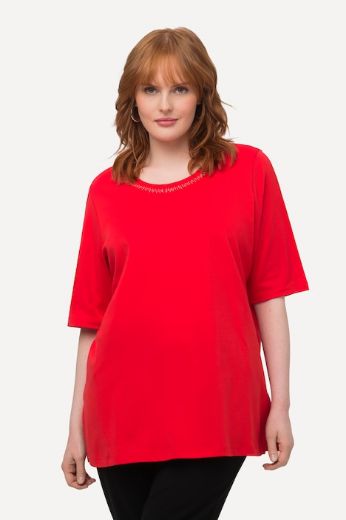 Plus size veliki brojevi Majica s ukrasima na ovratniku za punije