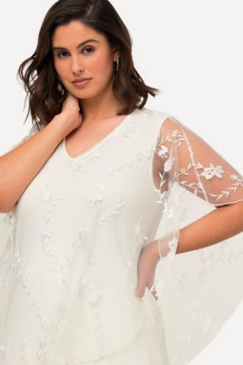 Plus size veliki brojevi Bluza s prozirnim kratkim rukavima V ovratnika za punije