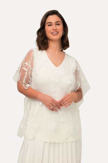 Plus size veliki brojevi Bluza s prozirnim kratkim rukavima V ovratnika za punije