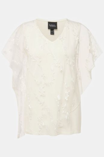 Plus size veliki brojevi Bluza s prozirnim kratkim rukavima V ovratnika za punije