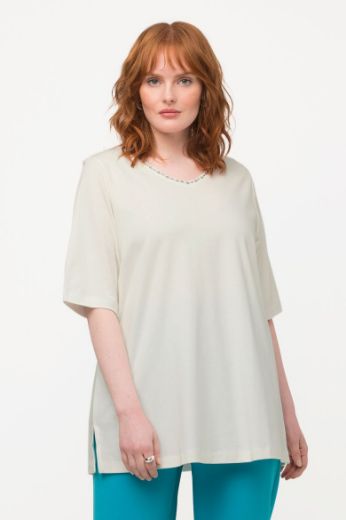 Plus size veliki brojevi Majica V ovratnik s ukrasima na ovratniku za punije