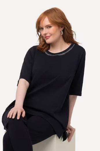 Plus size veliki brojevi Majica s ukrasima na ovratniku za punije