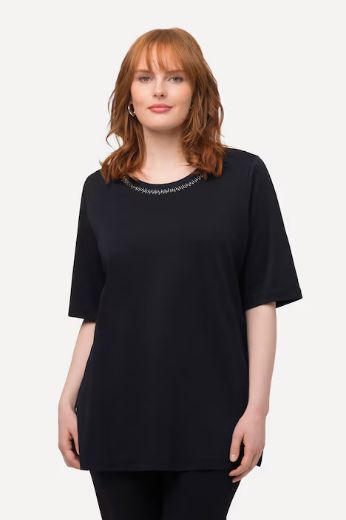 Plus size veliki brojevi Majica s ukrasima na ovratniku za punije