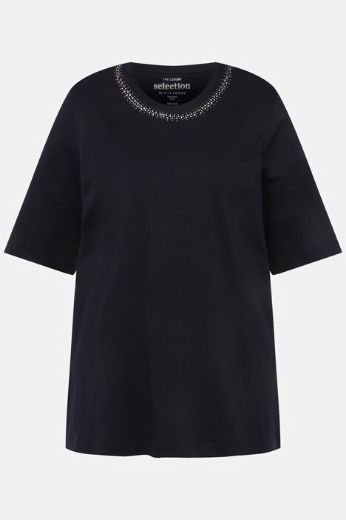 Plus size veliki brojevi Majica s ukrasima na ovratniku za punije