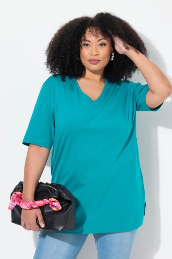 Plus size veliki brojevi Majica V izrez Basic za punije